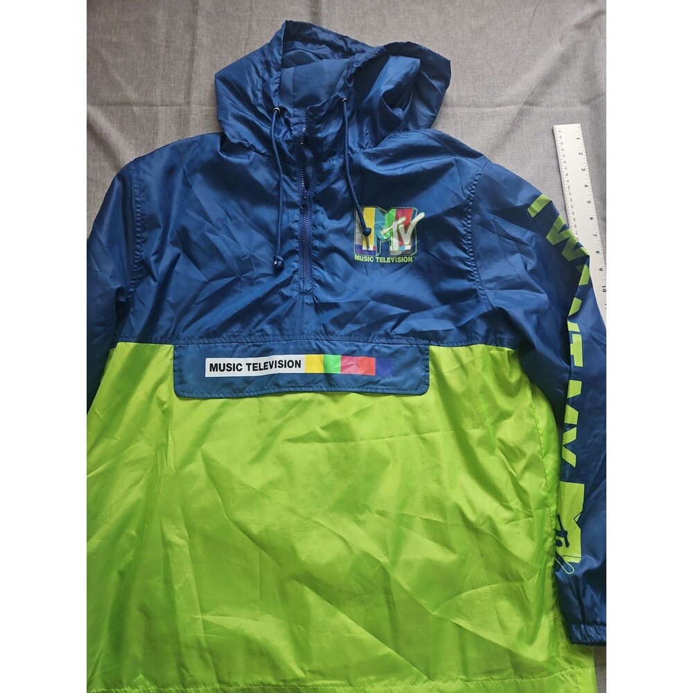 Men’s MTV Music Television Windbreaker Jacket XL Colorblock Hooded‎ 2018 Retro